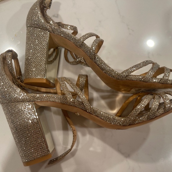 Badgley Mischka Gold Wedge Heels – Elegant & Gently Used - Picture 6 of 6
